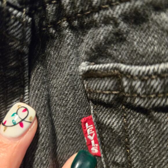 Levis 501 Skinny Jean Black Button Fly distressed Big E 24x28 women - Picture 6 of 10